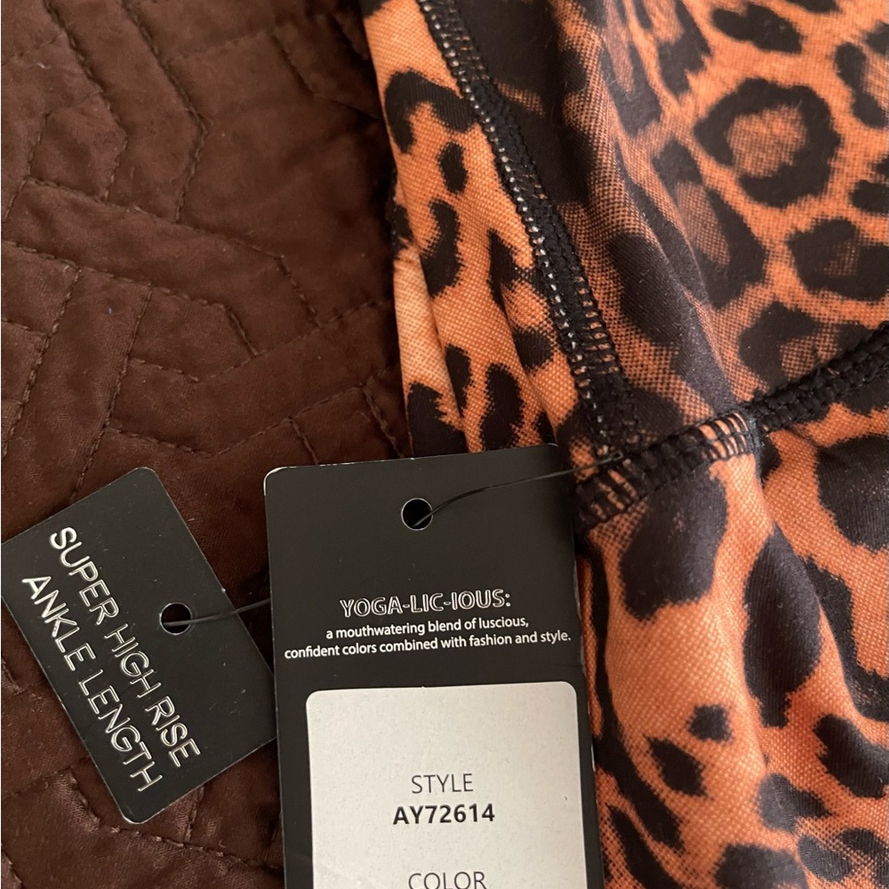 Yogalicious Leopard-Print Leggings in Brown and Black. Like new. - Picture 2 of 3